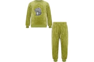 Aislor Conjunto Pijama Franela para Niño Conjunto Felpa 2Pcs Sudadera con Capucha + Pantalones Largos Ropa de Dormir Casual Pijama Grueso Invierno Homewear Niño