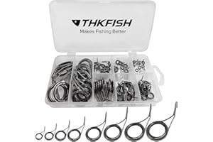 THKFISH Kit de reparación de cañas de Pesca Spinning Guías de caña de Pesca Kit de reparación de Punta de Varilla Acero Inoxidable Guía de Anillo de cerámica 35/75piezas