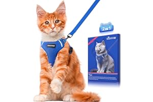 Halypet Cat Harness and Leash Set [ MAX Safety Third Generation ] Escape Proof Soft Adjustable Cat Leash Breathable Comfortable Vest Easy to Wear Kitten Harness for Outdoor Walking