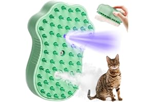 ZITSMS Cat Steam Brush, 4 in 1 Cat Steamy Brush Cleanser, Dog Massage Grooming Brush with Release Button, Pet Hair Cleaning Shedding Comb for Kitten(Green Paw)