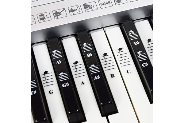 Set Complet D’Autocollants Notes Musicales Pour Piano Et Clavier Avec Touches Blanches Et Noires Avec Ebook De Chansons De Piano Pour Leçons De Piano Faciles; Transparents Et Amovibles