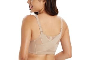 Lemorosy Damen Komfort Starker Halt Vorne Vershcluss Rückenstütze Ungepolstert Ohne Bügel Klassischer BH
