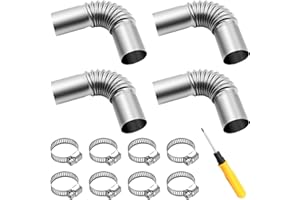 Sixfolo Tubo de Escape ángulo Conector 4 Piezas 25 mm Tubo de Escape de Acero Inoxidable Tubo de Escape del Calefactor del Coche con 8 Pinzas y Destornillador para Calentadores Diesel