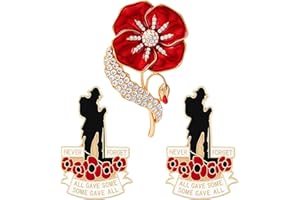 SROEESHEE Poppy Brooches for Remembrance Day 2025 - Poppy Flower Lapel Pins with Never Forget Design, Veterans Badge Gifts for Men and Women