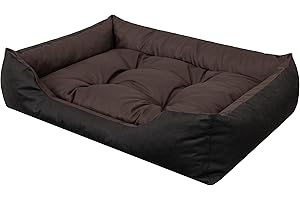 PillowPrim Legowisko dla Psa i Kota - Przytulna Poduszka dla Bardzo Dużych Psów - Podwyższone Krawędzie, Łatwe do Czyszczenia, XXL, 125 x 98 cm, Brązowe