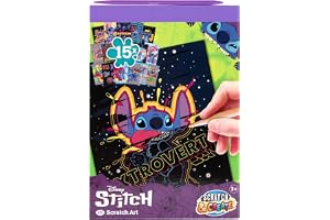 Disney Stitch skrapbilder bok A5 för barn | Scratch Art pysselbok med 15 motiv i A5-format | Inkluderar träskrappenna