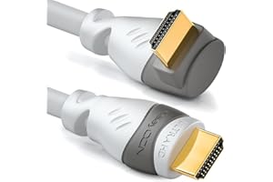 deleyCON 1m Cable HDMI Acodado (Ángulo 90°) - UHD 4K HDR 1080p 2160p EARC - para TV, Barra de Sonido, Monitor, PC, Portátil, Proyector, PS5, Xbox - Blanco