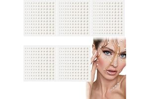FUYIHGL 825Pcs Pearl Stickers Stick On for Hair Face Eye Makeup, Hair Pearls Stick On with 4 Size, Stick On Flatback Pearls Self Adhesive, Hair Gems Stick On for Makeup Face Wedding Art Craft(3mm/4mm/5mm/6mm)