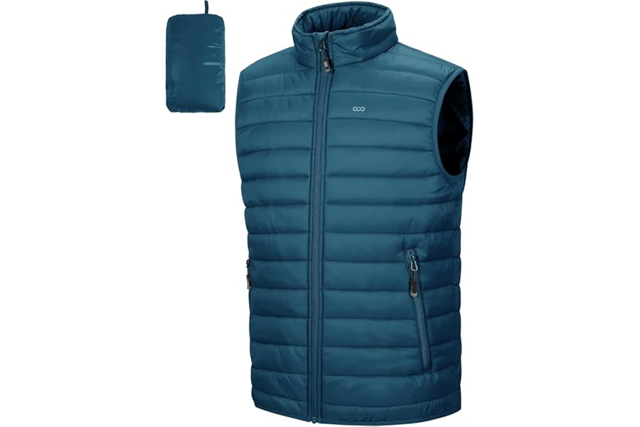 33,000ft Men's Lightweight Gilet, Packable Quilted Puffer Padded Vest Outerwear, Body Warmer Windproof Sleeveless Jacket for Golf Running Hiking Horse Riding