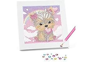 Frundoo Diamond Painting Kit Completo, 5D Diamond Painting Cane mit Holzrahmen, DIY Diamante Painting Bambini Pittura Kit, Decorazione Per Casa Paret Regali Artigianali