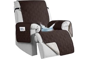 DSECHCRSL 100% Waterproof Recliner Chair Cover with Pockets, Elastic Strap, Non-Slip Chair Cover for Recliner Armchairs, 1 Seat Recliner Sofa Cover, Anti-fouling Recliner Sofa Covers for Kids, Pets,Chocolate