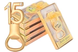DADEA 24 abridores de botellas, regalos de fiesta de cumpleaños dorados, regalos de 15 aniversario para invitados, abrebotellas de cerveza para fiesta de cumpleaños, regalos de recuerdo (15, 24