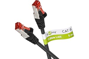 Goobay Câble réseau Cat 6 Câble LAN pour Gigabit Ethernet S-FTP, 5m, noir, 1