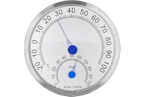 Rund Termometer Rostfritt Stål Utomhustermometer Hygrometer Vattentät Stor Vädertermometer Värmebeständig (Utan hållare)