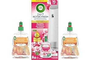 ‎AIR WICK Air Wick Active Fresh Automatisches Duftspray Bundle – Automatisches Starter Set & Nachfüller – 1 x Kirschblüte & Himbeere + 2 x Pumpkin Spice Magic – Wasserbasiert, 3x 228ml