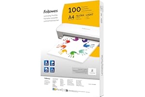 Fellowes A4 Laminating Pouches – 100 Pack Gloss Finish – Laminator Sheets for Home, School or Office – Ideal for Photos, Signs & Documents – Compatible with All Laminators