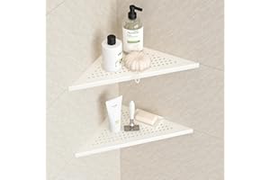 Neodrain Shower Corner Shelf Stainless Steel Bathroom Shelf White Shower Caddy Storage Tiles Recessed for Bathroom Kitchen, 2 Pack
