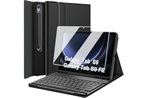 Wineecy Italiano Tastiera Custodia per Samsung Galaxy Tab S9 FE 10.9" / S9 11" 2023 (SM-X510/SM-X516/SM-X710/SM-X716B/SM-X718U), 9H Pellicola Protettiva, Slim Cover con Wireless Bluetooth Tastiera