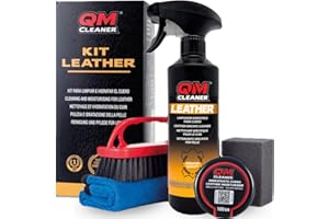 QM Cleaner Nettoyage et hydratation du Cuir. Entretien et Nettoyage des revêtements de Voiture, des fauteuils de canapé en Cuir. Nettoie et Hydrate (Kit)