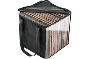 Samuliy Sac De Transport pour Disques Vinyles - Étui De Rangement pour Albums, Stockage D'albums Pliable Et Anti Poussière