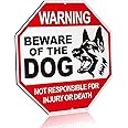 ANLEY Beware of The Dog Aluminum Warning Sign, No Responsible For Injury Or Death Warning Dog Sign - UV Protected and Weatherproof - 12" x 12"