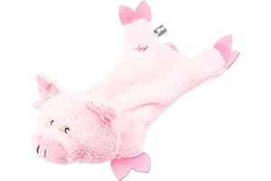 Petface Farmyard Buddies Jouet Plat en Peluche pour Chien Motif Cochon Rose