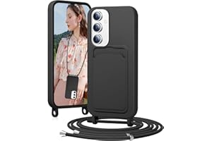 BENTIACC Handykette Silikon Hülle für Samsung Galaxy S24 mit Band, Handyhülle mit Kartenfach, Abnehmbar Kordel Kette, Stoßfeste Schutzhülle für Samsung Galaxy S24 (Schwarz)