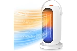 HAUEA Chauffage Soufflant, Radiateur Soufflant Électrique PTC 750/1500W, Oscillation à 90°, Protection Contre Surchauffe & Anti-Basculement, 2 Modes de Chauffage + Ventilateur, Salle de Bain Maison Bureau