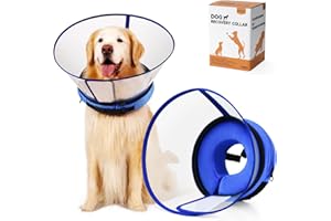 YUNXANIW Dog Cone Collar Alternative, 2 IN 1 Dog Recovery Collar with Detachable Shield to Stop Licking, Donut Cone for Small Medium Large Dogs (BLUE, SIZE 5)