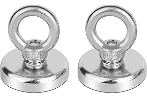 KYGNE Super Stark Neodym Ösenmagnet, 80kg Zugkraft Starker Neodymium Magnet runder Seltenerdmagnet N52 mit Senkloch-Augenschraube für Magnetfischen, Schatzsuche, 48 mm Durchmesser