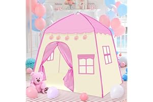 deAO Play Tent Girls Princess Tent Indoor & Outdoor Toddler Tent Kids Tent Princess & Prince Castle Playhouse Fairy Gift Tent for Girls and Boys Oxford Fabric Pink