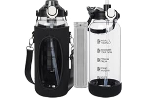 Seekua 1.5 liter Trinkflasche Glas mit Strohhalm & Sieb, 1.5l Cold Brew Flasche mit Filter für kaltgebrühten Kaffee, oder Eistee, Teeflasche