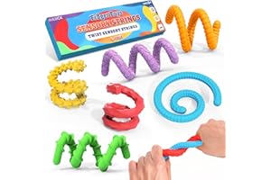 ddLUCK Fidget Toys Silikon Sensory Stick, sensoryczne zabawki dla osób z ADHD, antystresowe, autyzm, redukcja stresu, sensoryczne zabawki podróżne dla dzieci od 3 lat i dorosłych (6 szt.)