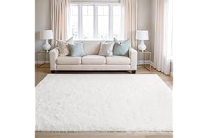 BEIMO Rugs Living Room Large 160x230cm, White Bedroom Rug Fluffy Faux Fur Carpets, High Pile Soft Rug Non Shedding, Modern Non Slip Area Rugs