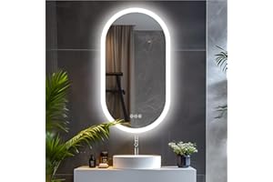 LUVODI Espejo Baño con Luz Led Ovalado 80 x 50 cm Espejos de Baño Antivaho con Luz Retroiluminado Regulable Espejo Moderno Inteligente con Interruptor Tactil y Enchufe para Recibidor vestidor