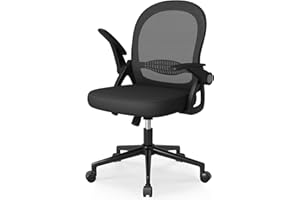 naspaluro Home Office Chair Ergonomic Desk Chair Swivel Computer Chair Mid-Back Mesh Chair with Flip-up Armrests and Lumbar Support for Home/Office - Black