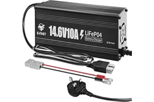 YIFASITE 12V 10A Lithium Battery Charger 14.6V LiFePO4 Battery Charger Smart Charger with Anderson Connector Indicator Special for Lithium LiFePO4 Deep Cycle Rechargeable Batteries of Boat, RV