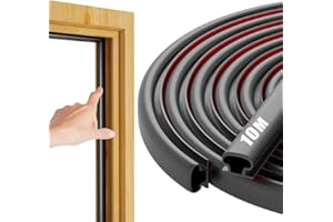 Symyda Guarnizione Adesiva,10 M Profili in Gomma D-Tipo Guarnizioni per Porta,Autoadesivo Guarnizioni per Finestre,Per Spazi tra i telai delle porte e Antivento mpermeabile Insonorizzazione(Nero)