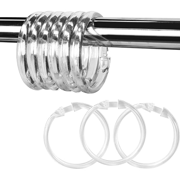 Amazer 24-Pack Grey Plastic Shower Curtain Hooks - Rustproof & Easy-Glide C-Shaped Rings For Bathroom Rods - View #2