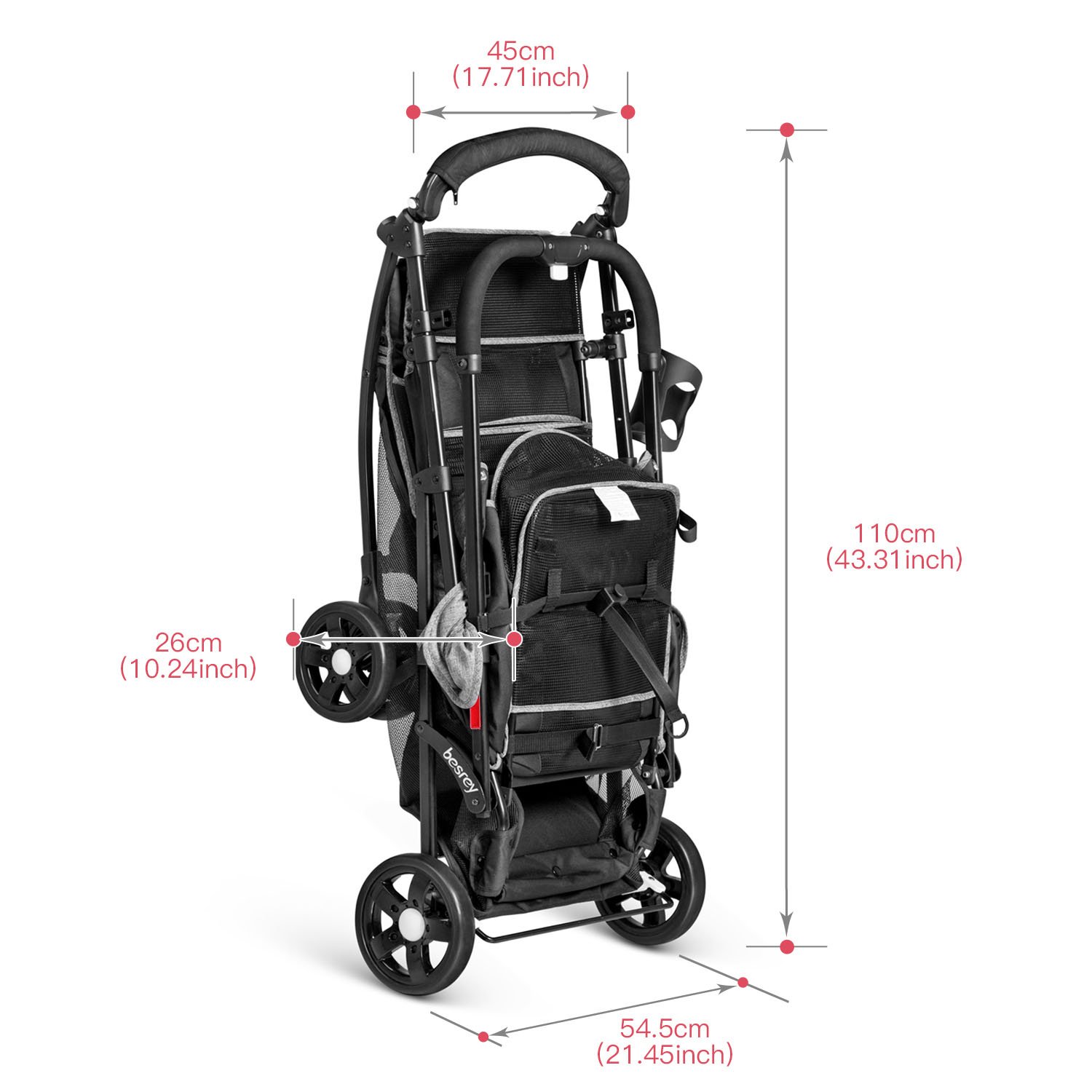besrey Passeggini Gemellari Doppio Leggero per Bambini da 0 Mesi a 15 kg con Schienale Regolabile + Parapioggia Gratis… - immagine 9