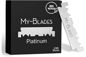 My-Blades® 100 Jednostronne żyletki do golenia Sustainable Premium, wykonane z hartowanej lodem stali nierdzewnej, opracowane przez profesjonalistów, odpowiednie dla wrażliwej skóry