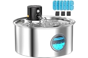 TOONIOOS Katzenbrunnen mit Bewegungsmelder Katzen Trinkbrunnen Edelstahl: Katzentrinkbrunnen Sensor - 3.2L Trinkbrunnen für Hunde ohne Kabel - Wasserbrunnen für Haustier - Wasserspender mit 9 Filter