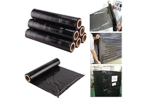 ST@LLION Rouleaux de film plastique étirable résistant pour emballage et palettes, 400 mm x 250 mètres, Noir,Pack of 1
