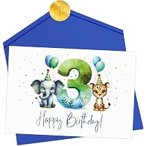 Central 23 Biglietto Di Auguri Per 3° Compleanno Bambina Con Adesivi Divertenti, Formato 14.5x14.5 Cm