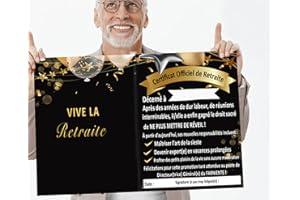 MKISHINE XXL Carte Retraite+bagde retaite,Cadeau Retraite Femme Homme,Certificat Officiel de Retraite – Humour & Blagues, Idéal pour Fête de Départ,Décoration Retraite,Vive La Retraite,Carte Depart Collegue