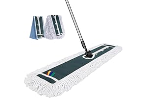 Masthome Industrial Mop,105cm Wide 360° Rotatable Flat Mops with 2 Reusable Microfibre & Cotton Pads,Heavy Duty Long Handle Commercial Wet/Dry Mop for Hard Floors Warehouse,Garage,Office