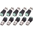 RIVER FOX 10 Pack BNC Balun Connector Camera Terminal Male Adpater CCTV Surveillance Video Cameras Coaxial/Cat5/Cat6(BNC Balun Connector),Gold