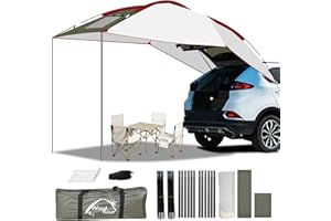 Inoamity - Tienda de campaña para coche trasero al aire libre – Toldo para caravana impermeable y antirrayos UV, poliéster ligero portátil para camping, pesca, familia (2,4 x 1,9 m) con ventana