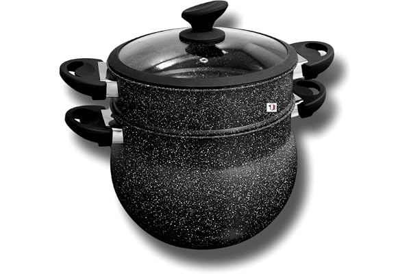 Cflagrant® Couscoussier/Cuit Vapeur Tous Feux Dont Induction Façon Pierre avec Joint D'étanchéité Silicone Cuisson sans Matière Grasse (6 litres 4/6 Personnes)