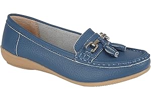 Jo & Joe Ladies Leather Moccasins Loafer Plimsole Pumps Womens Tassel Flat Shoes